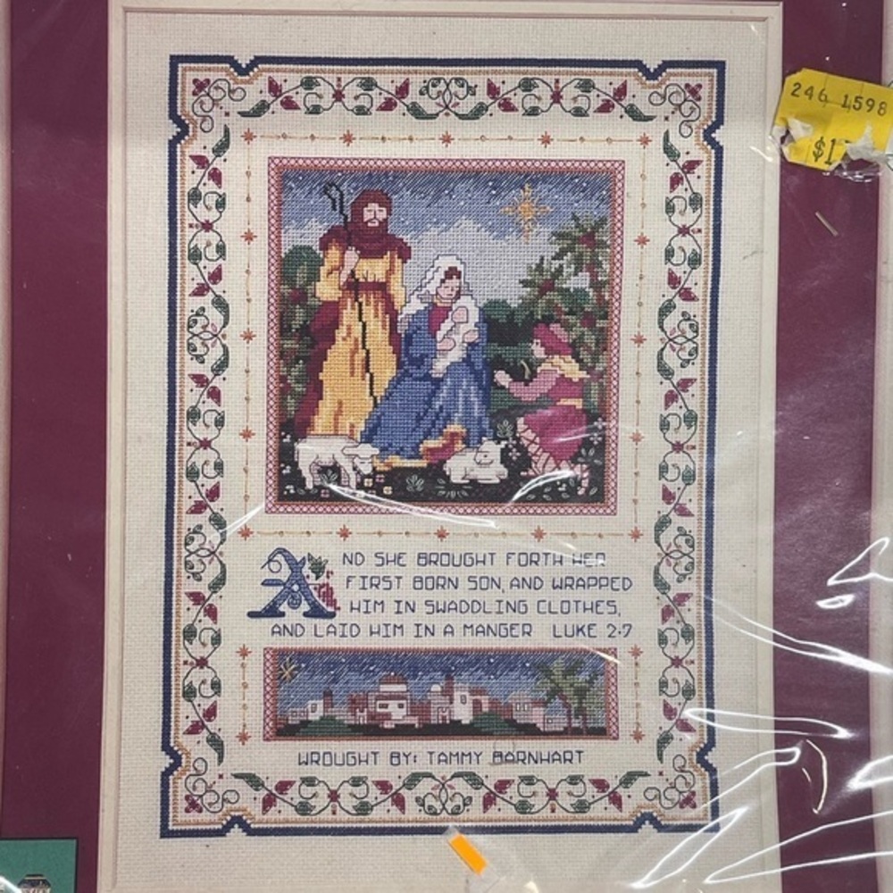 Dimensions VTG Renaissance Sampler Nativity Cross Stitch Vignette‎ Bethlehem NEW